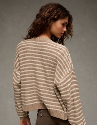 AE Balloon-Sleeve Open-Front Cardigan