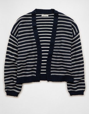 AE Balloon-Sleeve Open-Front Cardigan