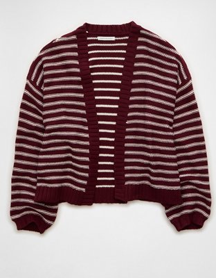 AE Balloon-Sleeve Open-Front Cardigan