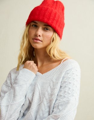 AE Whoa So Soft Cropped V-Neck Cable Knit Sweater