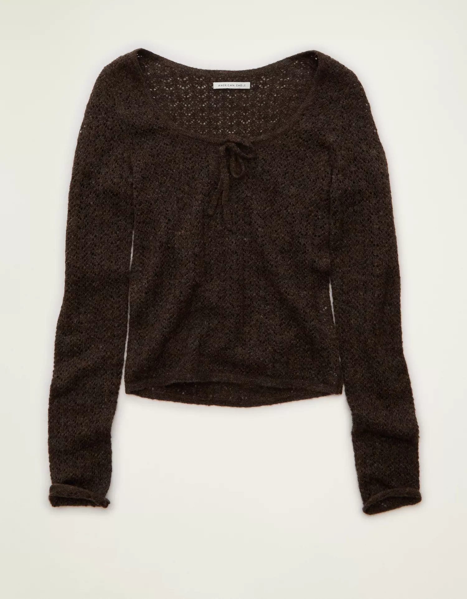 AE Pointelle Tie-Front Fitted Sweater - thumbnail 9