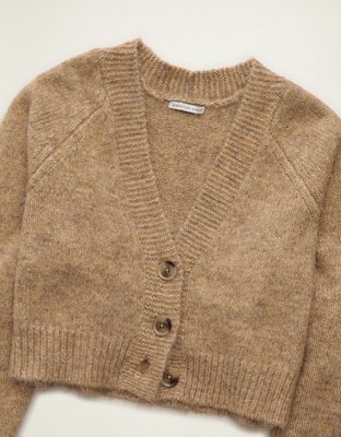 AE Boxy Cropped Raglan Cardigan Sweater