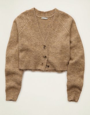 AE Boxy Cropped Raglan Cardigan Sweater