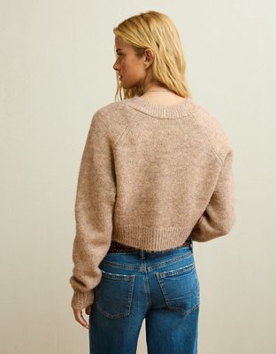 AE Boxy Cropped Raglan Cardigan Sweater
