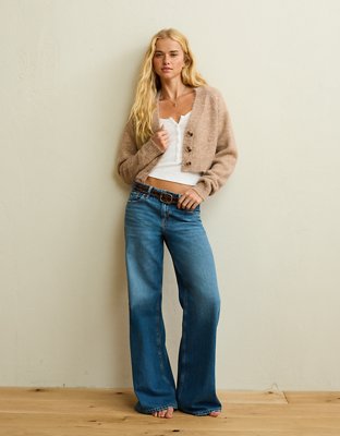 AE Boxy Cropped Raglan Cardigan Sweater