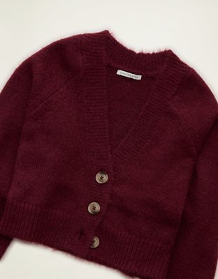 AE Boxy Cropped Raglan Cardigan Sweater