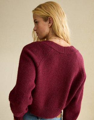 AE Boxy Cropped Raglan Cardigan Sweater