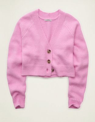 AE Boxy Cropped Raglan Cardigan Sweater