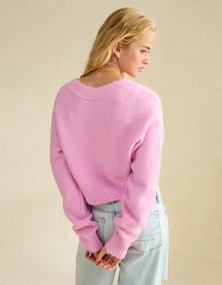 AE Boxy Cropped Raglan Cardigan Sweater