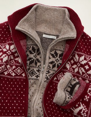 AE Full-Zip Mock Neck Sweater