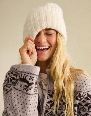 Женский свитер American Eagle AE Full-Zip Mock Neck, цвет: Коричневый — фото 7