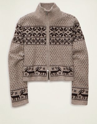 AE Full-Zip Mock Neck Sweater