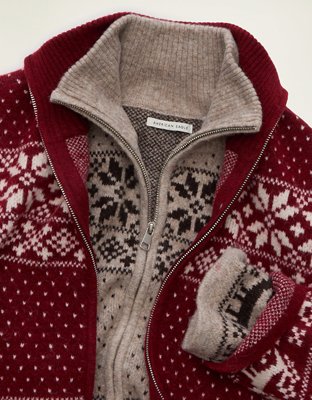 AE Full-Zip Mock Neck Sweater