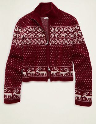 AE Full-Zip Mock Neck Sweater