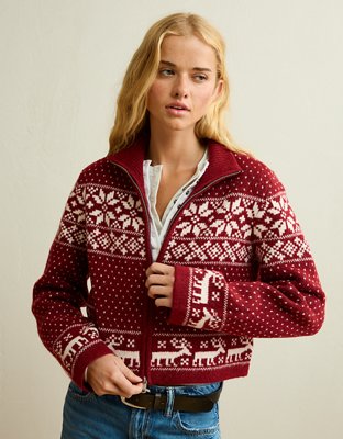 AE Full-Zip Mock Neck Sweater