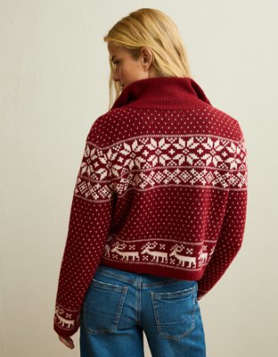 AE Full-Zip Mock Neck Sweater