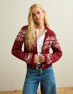 AE Full-Zip Mock Neck Sweater