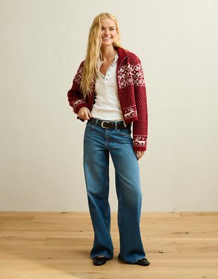 AE Full-Zip Mock Neck Sweater