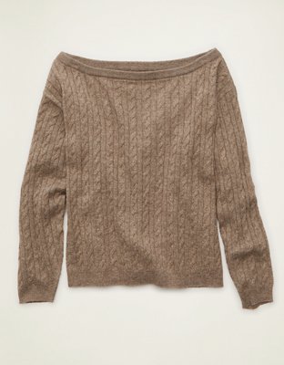AE Whoa So Soft Cable Knit Boatneck Pullover