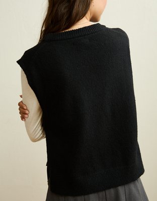Женский жилет American Eagle AE Whoa So Soft Skeleton Side-Tie Sweater Vest, цвет: Насыщенный чёрный — фото 2