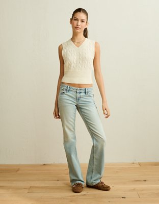 AE Cropped Cable Knit Sweater Vest