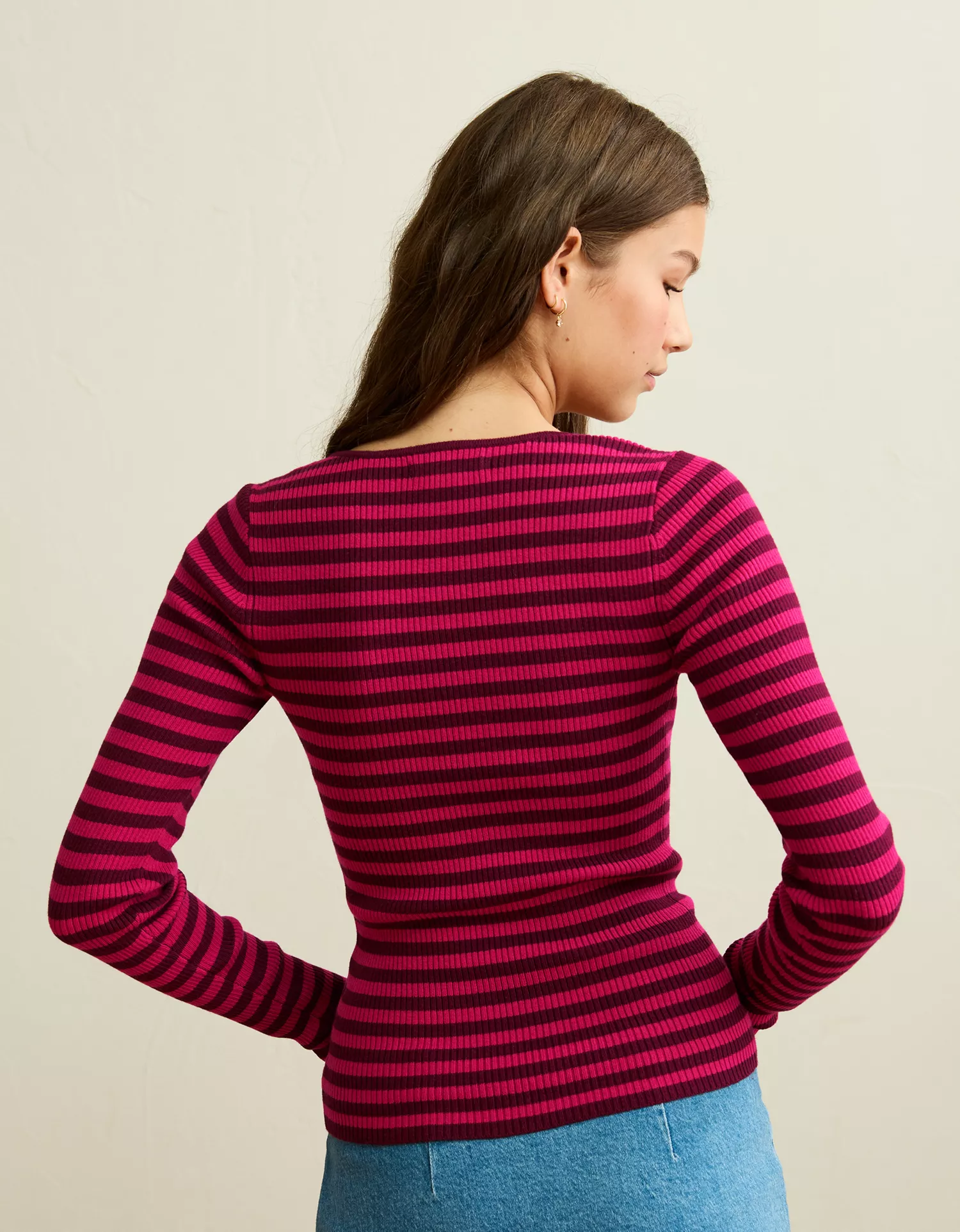 AE Fitted Keyhole Sweater Top - thumbnail 2