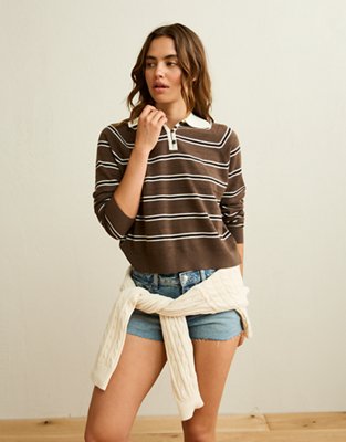 AE Oversized Button Up Sweater Polo