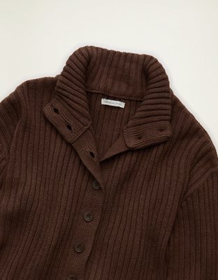 AE Button Up Mock Neck Cardigan Sweater