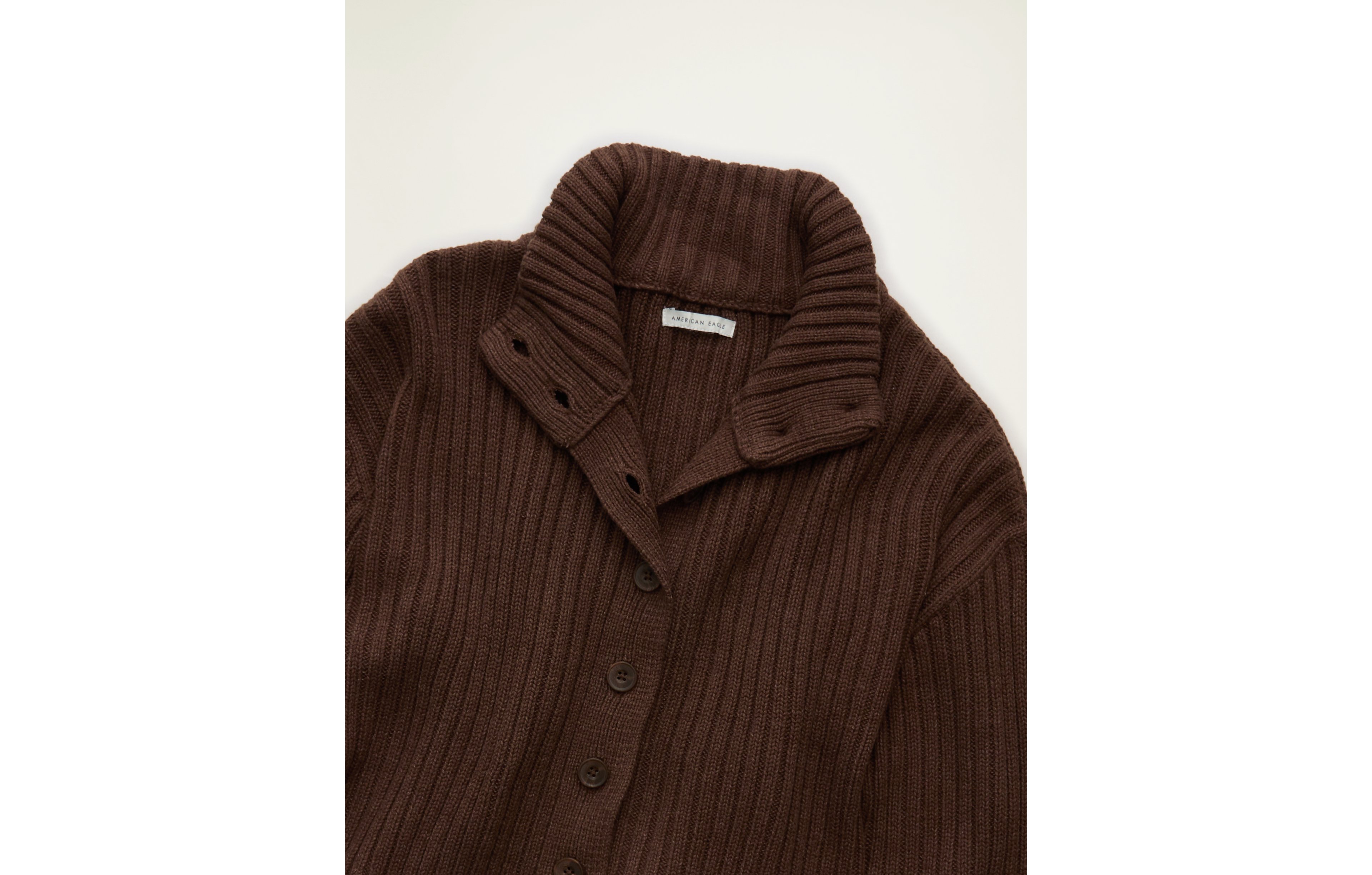 AE Button Up Mock Neck Cardigan Sweater