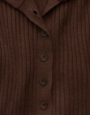 AE Button Up Mock Neck Cardigan Sweater