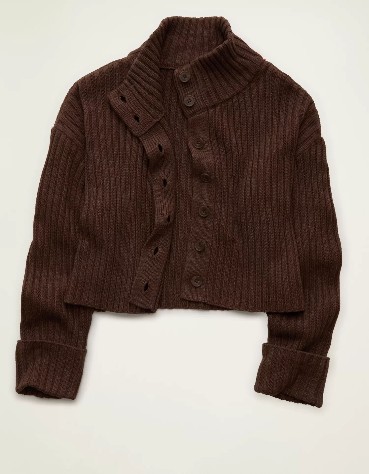 AE Button Up Mock Neck Cardigan Sweater - thumbnail 3