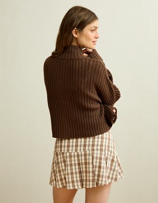 AE Button Up Mock Neck Cardigan Sweater