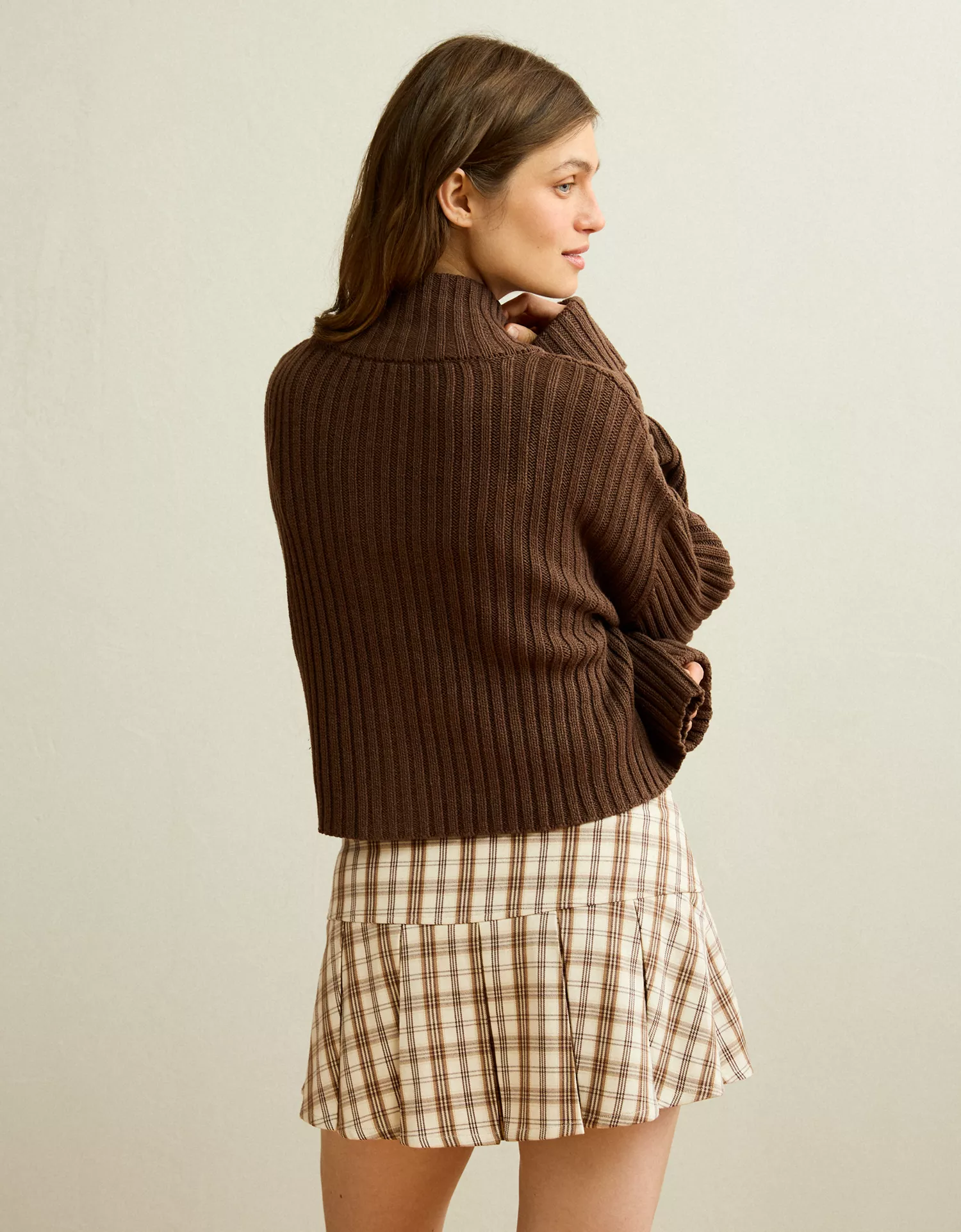AE Button Up Mock Neck Cardigan Sweater - thumbnail 2