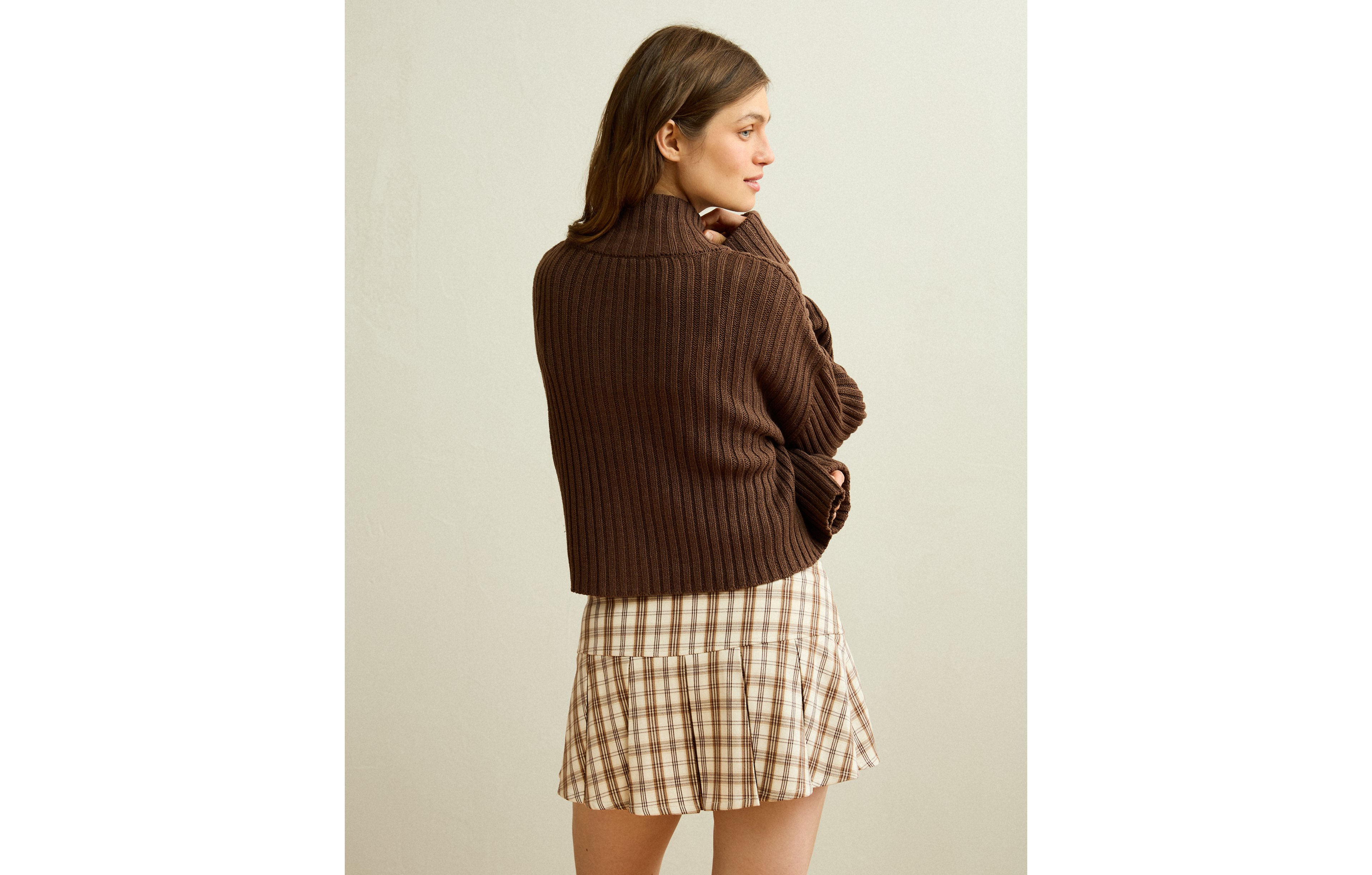 AE Button Up Mock Neck Cardigan Sweater