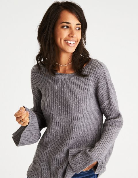 Женские свитеры American Eagle AE Bell Sleeve Open Back Sweater