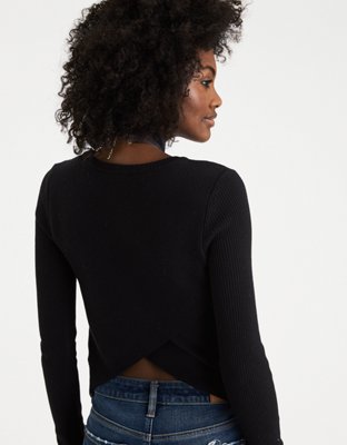 AEO Ribbed Tulip-Back Sweater