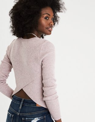 AEO Ribbed Tulip-Back Sweater