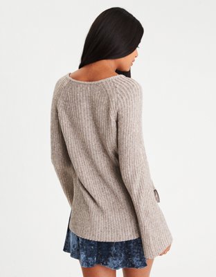 Женские свитеры American Eagle AE Split-Bell-Sleeve Ribbed Sweater — фото 2