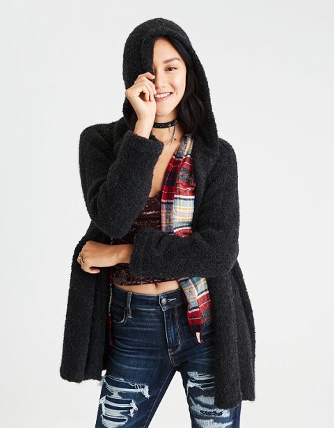 Женские кардиганы American Eagle AE Slouchy Hooded Boucle Cardigan