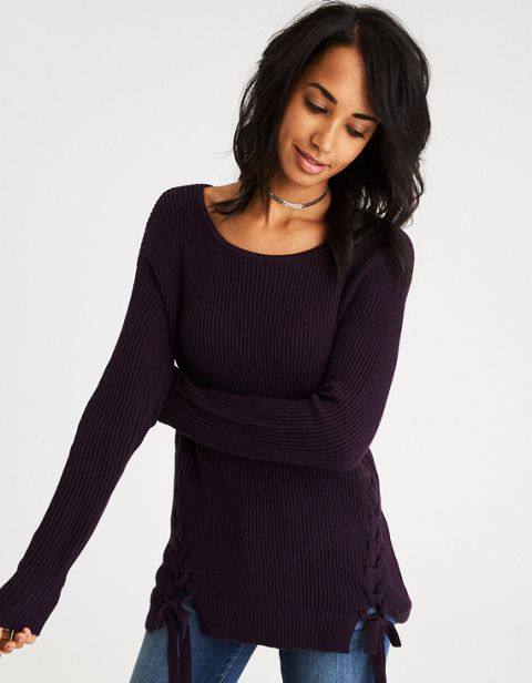 Женские свитеры American Eagle AEO Braided Lace-Up Sweater