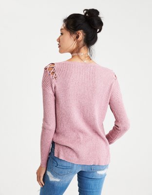 Женские свитеры American Eagle AEO Lace-Up Shoulder Sweater — фото 2