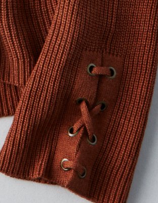 Женские свитеры American Eagle AEO Cold Shoulder Laced-Sleeve Sweater — фото 5
