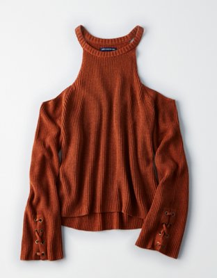 Женские свитеры American Eagle AEO Cold Shoulder Laced-Sleeve Sweater — фото 3