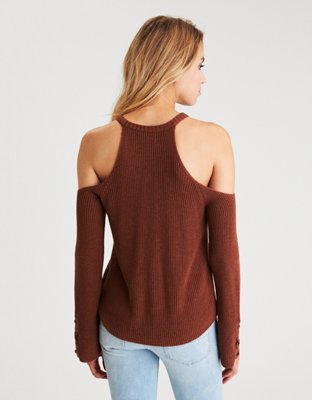 Женские свитеры American Eagle AEO Cold Shoulder Laced-Sleeve Sweater — фото 2