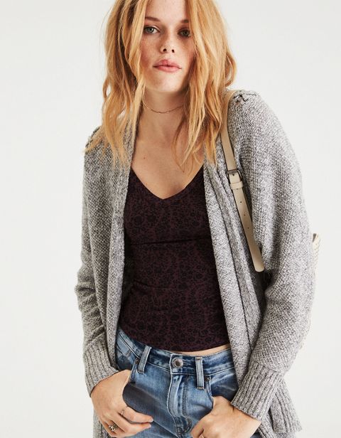Женские кардиганы American Eagle AE Lace-Up Shoulder Open Cardigan