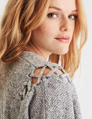 Женские кардиганы American Eagle AE Lace-Up Shoulder Open Cardigan — фото 5