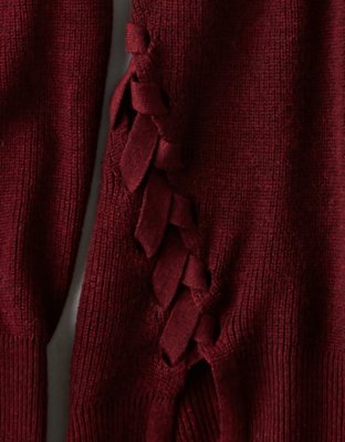 Женские свитеры American Eagle AE V-Neck Lace Up Long Sweater — фото 5