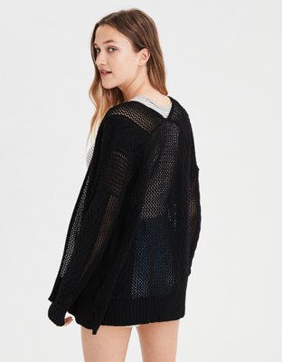 AE Mesh Cable Knit Cardigan