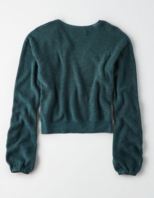 AE Surplice Wrap Cropped Sweater