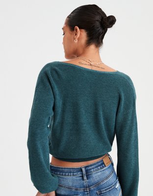 AE Surplice Wrap Cropped Sweater